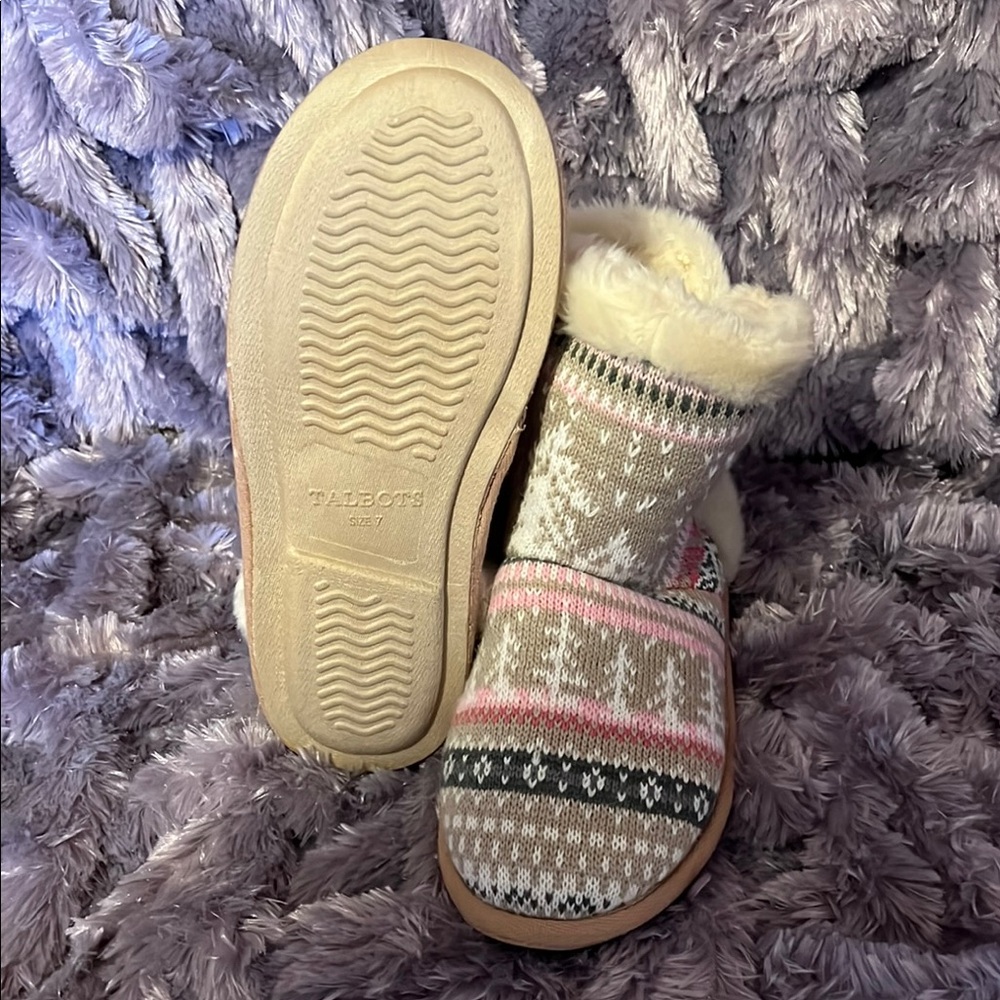 Women’s Talbots Cozy Knit Patterned Boots with Faux Fur Size 7 - Picture 8 of 16